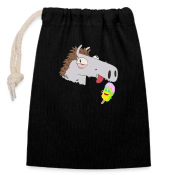 Pferdekopf Eiskrem Kinder Sommer Kind Pferd Pferde - Closable cotton gift bag (14x20cm) - black - Front