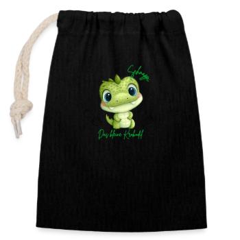 Schnappi - Closable cotton gift bag (14x20cm) - black - Front
