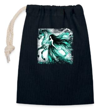 Flowers Women girl fashion design art female style - Closable cotton gift bag (14x20cm) - navy - Front