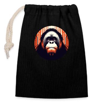 Orang-Utan - Verschließbarer Geschenkbeutel aus Baumwolle (14x20cm) - Schwarz - Vorne