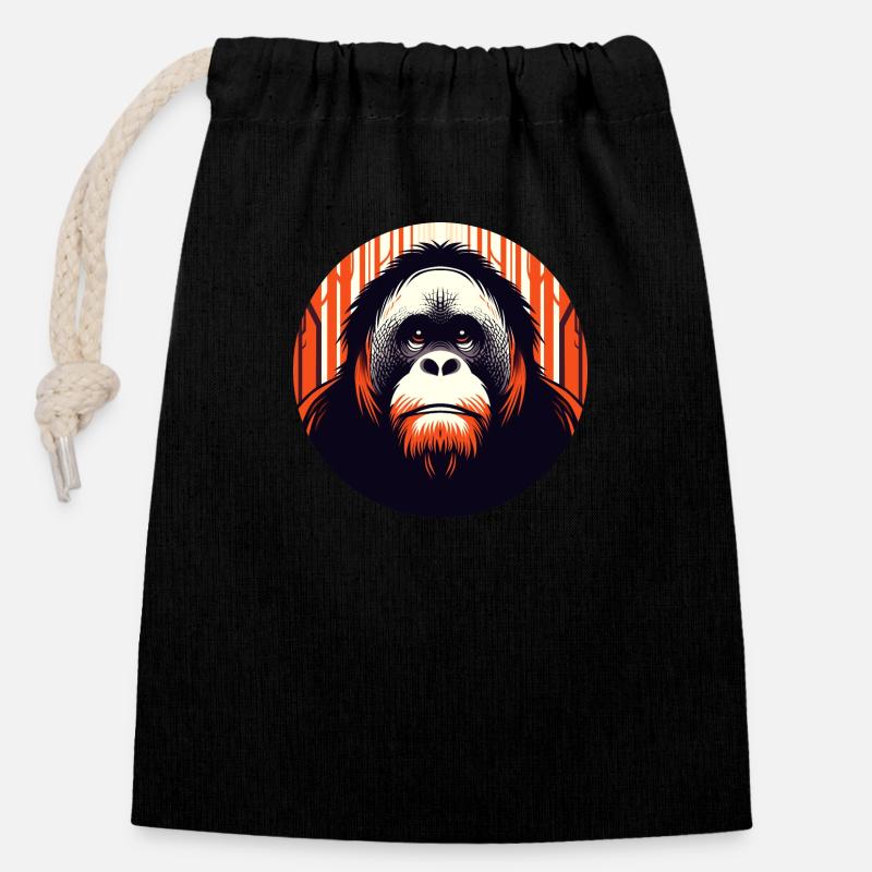 Orangutan - Closable cotton gift bag (14x20cm) - black