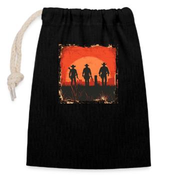 Cowboy - Verschließbarer Geschenkbeutel aus Baumwolle (14x20cm) - Schwarz - Vorne