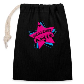 MEILLEURE AMIE - Sac cadeau en coton avec cordon (14 x 20 cm) - noir - Devant