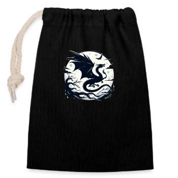 Dragon mystique clair de lune - Sac cadeau en coton avec cordon (14 x 20 cm) - noir - Devant