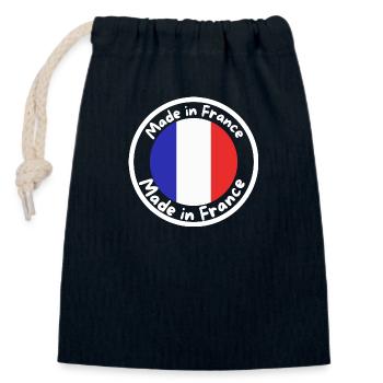 Fait en France - Sac cadeau en coton avec cordon (14 x 20 cm) - bleu marine - Devant