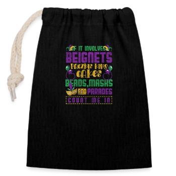 Mardi Gras Party Event - Closable cotton gift bag (14x20cm) - black - Front
