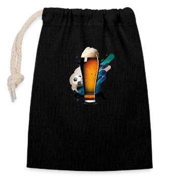 Beer for the European Championship - Closable cotton gift bag (14x20cm) - black - Front