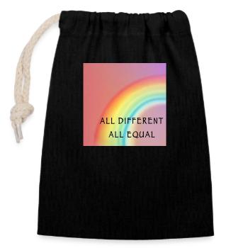 All different all equal. Diversity. Love. - Closable cotton gift bag (14x20cm) - black - Front