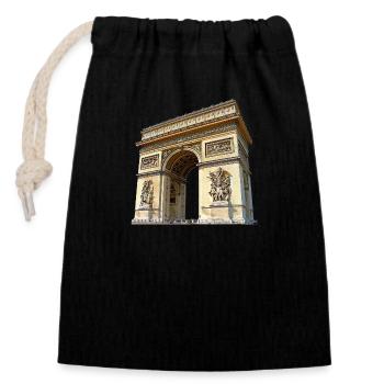 L’Arc de Triomphe, symbole de la métropole - Sac cadeau en coton avec cordon (14 x 20 cm) - noir - Devant