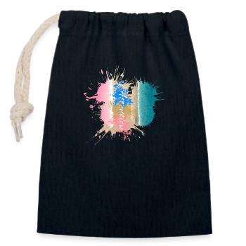Attention - Colored Beach Paint Style - Closable cotton gift bag (14x20cm) - navy - Front