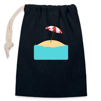 Strand mit Insel zum Auffüllen - Verschließbarer Geschenkbeutel aus Baumwolle (14x20cm) - Navy - Vorne