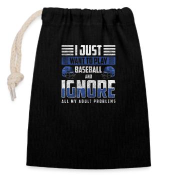 Baseball Player Sport Pitching - Closable cotton gift bag (14x20cm) - black - Front