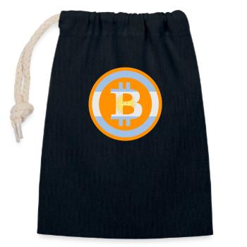 Bitcoin Argentine - Sac cadeau en coton avec cordon (14 x 20 cm) - bleu marine - Devant