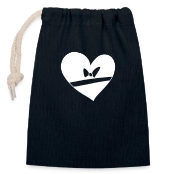Symbole Coeur Love Loop Line - Sac cadeau en coton avec cordon (14 x 20 cm) - bleu marine - Devant