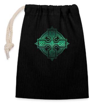 Celtic circles corners swatches gothic symbols - Closable cotton gift bag (14x20cm) - black - Front