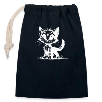 Cats Baby Pencil Drawing - Closable cotton gift bag (14x20cm) - navy - Front