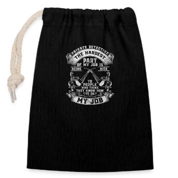 Private Detective Trace Crime Police - Closable cotton gift bag (14x20cm) - black - Front