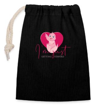Chick - Je ne fais que commencer à dire drôle design - Sac cadeau en coton avec cordon (14 x 20 cm) - noir - Devant