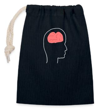 Head Profile People Side Brain Form - Closable cotton gift bag (14x20cm) - navy - Front