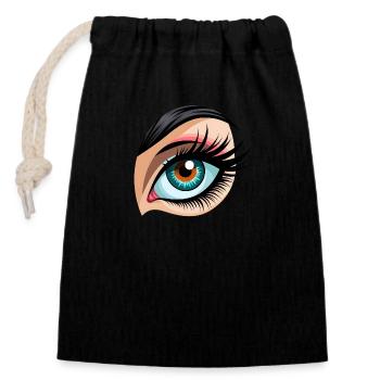 Detailed Human Eye Illustration Colorful Eyelash I - Closable cotton gift bag (14x20cm) - black - Front