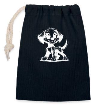 Kids Dog Little Puppy Pencil Sketch - Closable cotton gift bag (14x20cm) - navy - Front