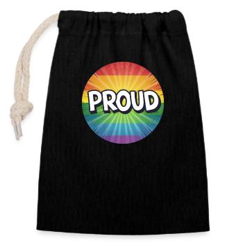 LGBTQ Proud - Verschließbarer Geschenkbeutel aus Baumwolle (14x20cm) - Schwarz - Vorne