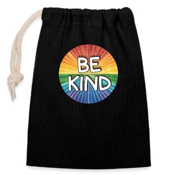 LGBTQ Be Kind - Verschließbarer Geschenkbeutel aus Baumwolle (14x20cm) - Schwarz - Vorne