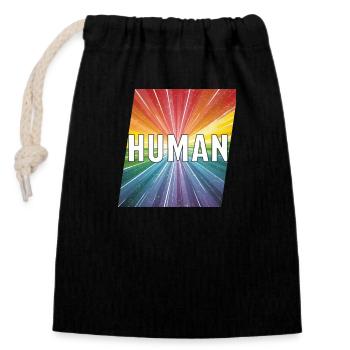 LGBTQ Human - Verschließbarer Geschenkbeutel aus Baumwolle (14x20cm) - Schwarz - Vorne