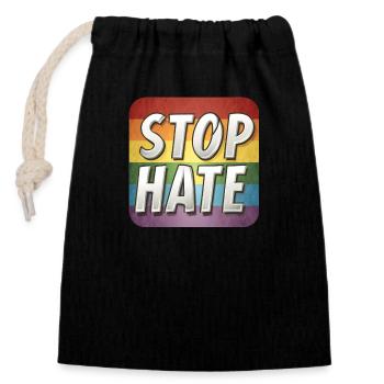 LGBTQ Stop Hate - Verschließbarer Geschenkbeutel aus Baumwolle (14x20cm) - Schwarz - Vorne