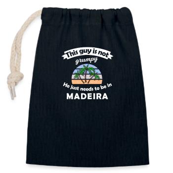 Vacances à Madère - Sac cadeau en coton avec cordon (14 x 20 cm) - bleu marine - Devant