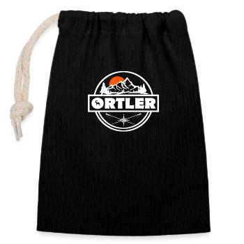 Ortler sunset with hiking poles - Closable cotton gift bag (14x20cm) - black - Front