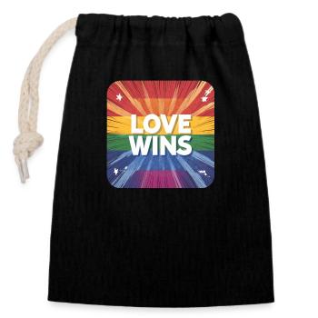 LGBTQ Love Wins - Verschließbarer Geschenkbeutel aus Baumwolle (14x20cm) - Schwarz - Vorne