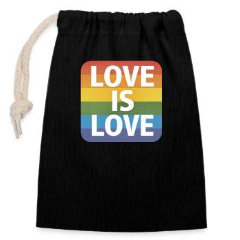 LGBTQ Love is Love - Verschließbarer Geschenkbeutel aus Baumwolle (14x20cm) - Schwarz - Vorne