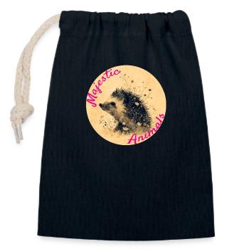 Majestic Animals: Cute Little Hedgehog - Closable cotton gift bag (14x20cm) - navy - Front