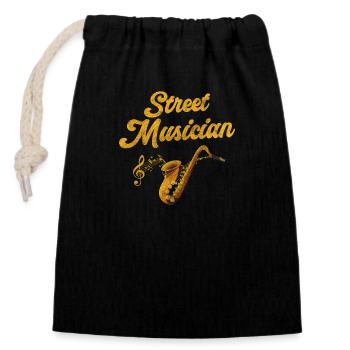 Musicien Ville Musicien Guitare - Sac cadeau en coton avec cordon (14 x 20 cm) - noir - Devant