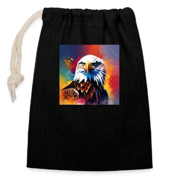 Eagle coloured - Closable cotton gift bag (14x20cm) - black - Front