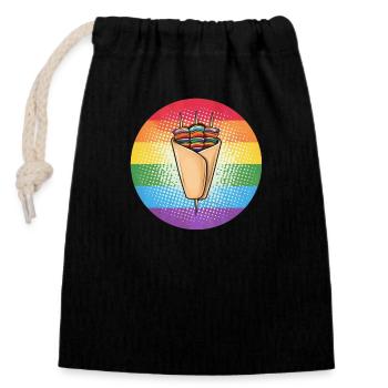 LGBTQ Kebab - Verschließbarer Geschenkbeutel aus Baumwolle (14x20cm) - Schwarz - Vorne