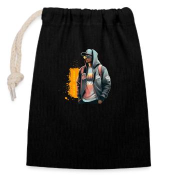 Urban Grind - Closable cotton gift bag (14x20cm) - black - Front