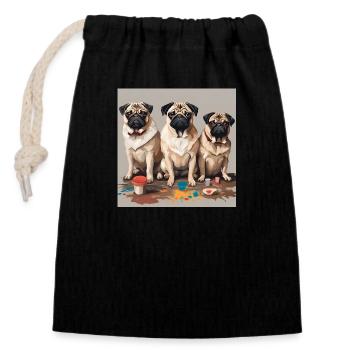 Mops Kunst Pug Art - Closable cotton gift bag (14x20cm) - black - Front