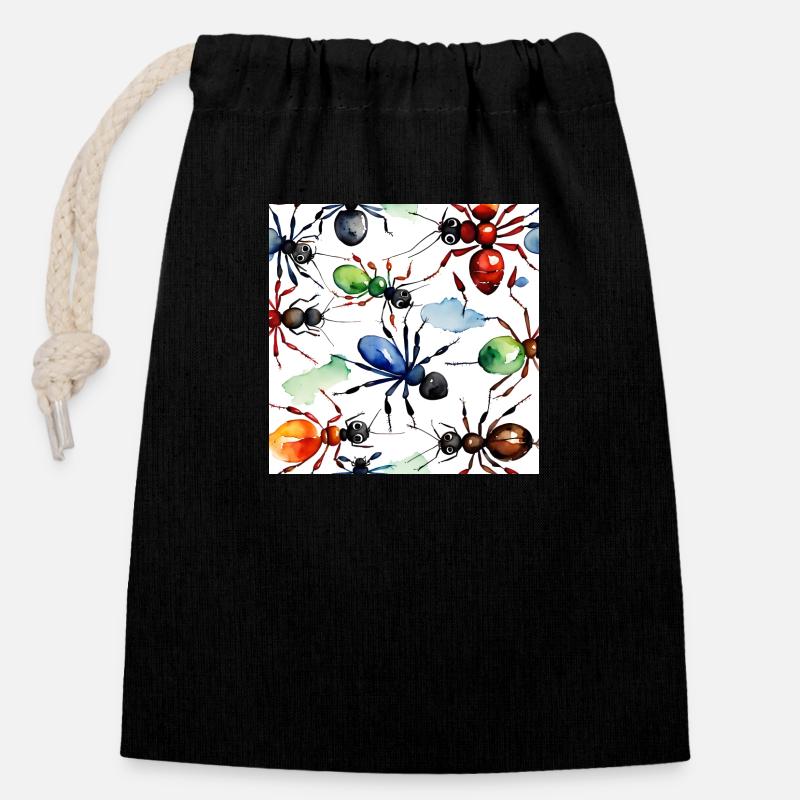 Fourmis - Sac cadeau en coton avec cordon (14 x 20 cm) - noir