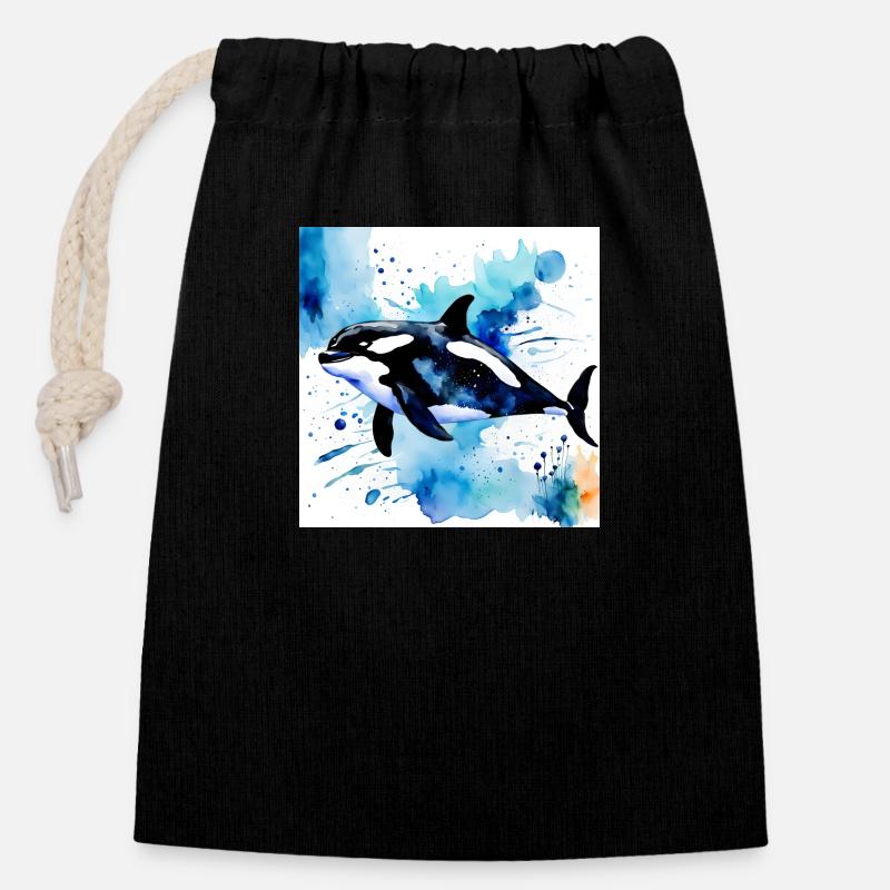 Style orque - Sac cadeau en coton avec cordon (14 x 20 cm) - noir