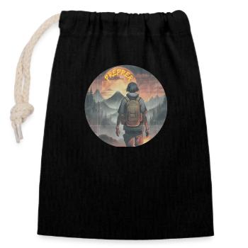 Prepper OS - Closable cotton gift bag (14x20cm) - black - Front