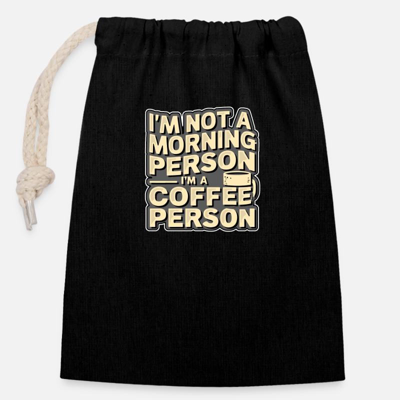 Je ne suis pas du matin - Sac cadeau en coton avec cordon (14 x 20 cm) - noir