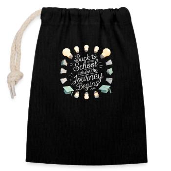 back to school - Closable cotton gift bag (14x20cm) - black - Front