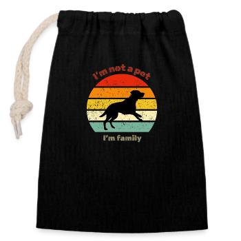 Retro Labrador - Closable cotton gift bag (14x20cm) - black - Front
