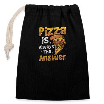 Pizza Italie Fromage - Sac cadeau en coton avec cordon (14 x 20 cm) - noir - Devant