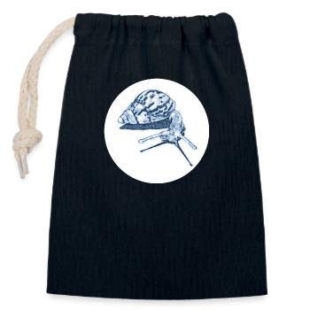 snail with shadow scribble art - Verschließbarer Geschenkbeutel aus Baumwolle (14x20cm) - Navy - Vorne