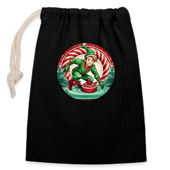 Curling des elfes de Noël - Sac cadeau en coton avec cordon (14 x 20 cm) - noir - Devant