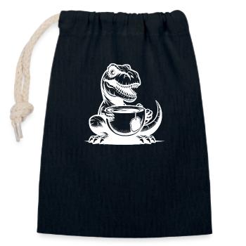 Dino de bureau très drôle tea-rex avec tasse - Sac cadeau en coton avec cordon (14 x 20 cm) - bleu marine - Devant