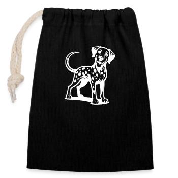 Lustiger Vierbeiner Knuffiger Dalmatiner Hund - Verschließbarer Geschenkbeutel aus Baumwolle (14x20cm) - Schwarz - Vorne
